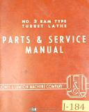 Jones & Lamson-Jones & Lamson No. 3, Ram Type Turret Lathe, Instructions and Parts Manual 1959-No. 3-01